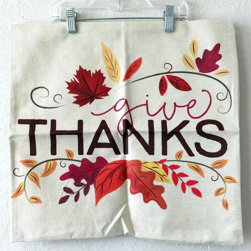 Set of 2 Thanksgiving Throw Pillow Covers Fall Quotes Autumn Design 17x17
